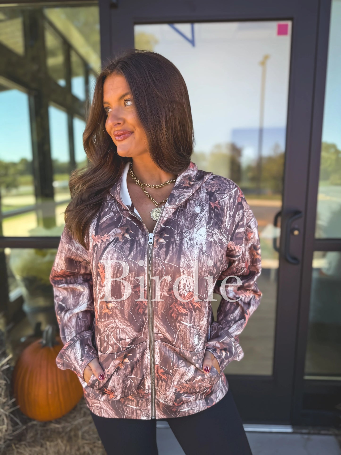 Birdie Zip Hooded Jacket In Woodland Camo