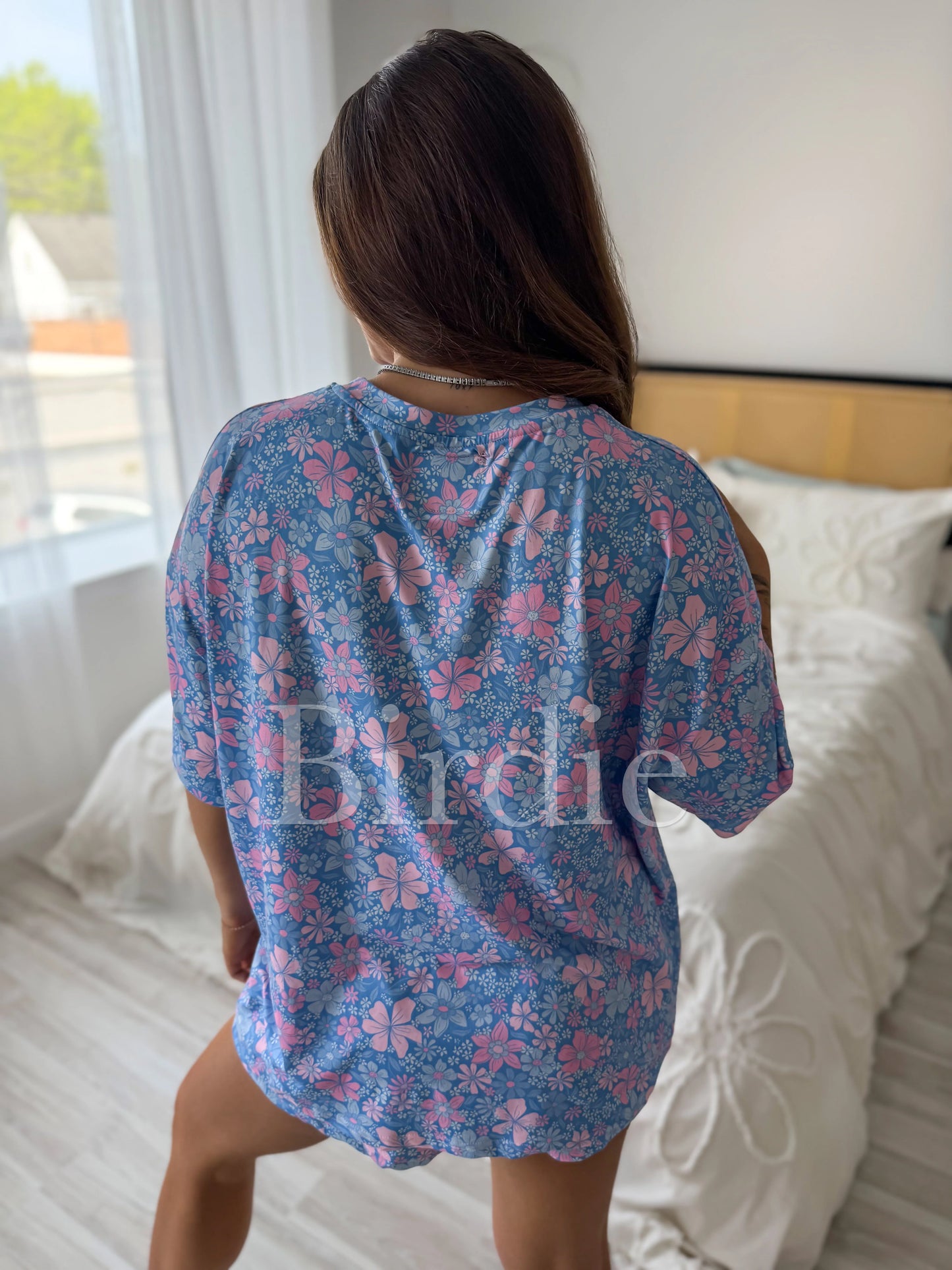 PREORDER Birdie Tee Boxer Short Set in Bluebell Blush (Sold as Set)