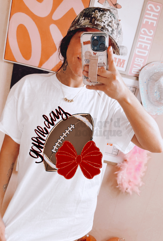 🏈❤️💚💜💙 Gameday Bow Tee/ Crew