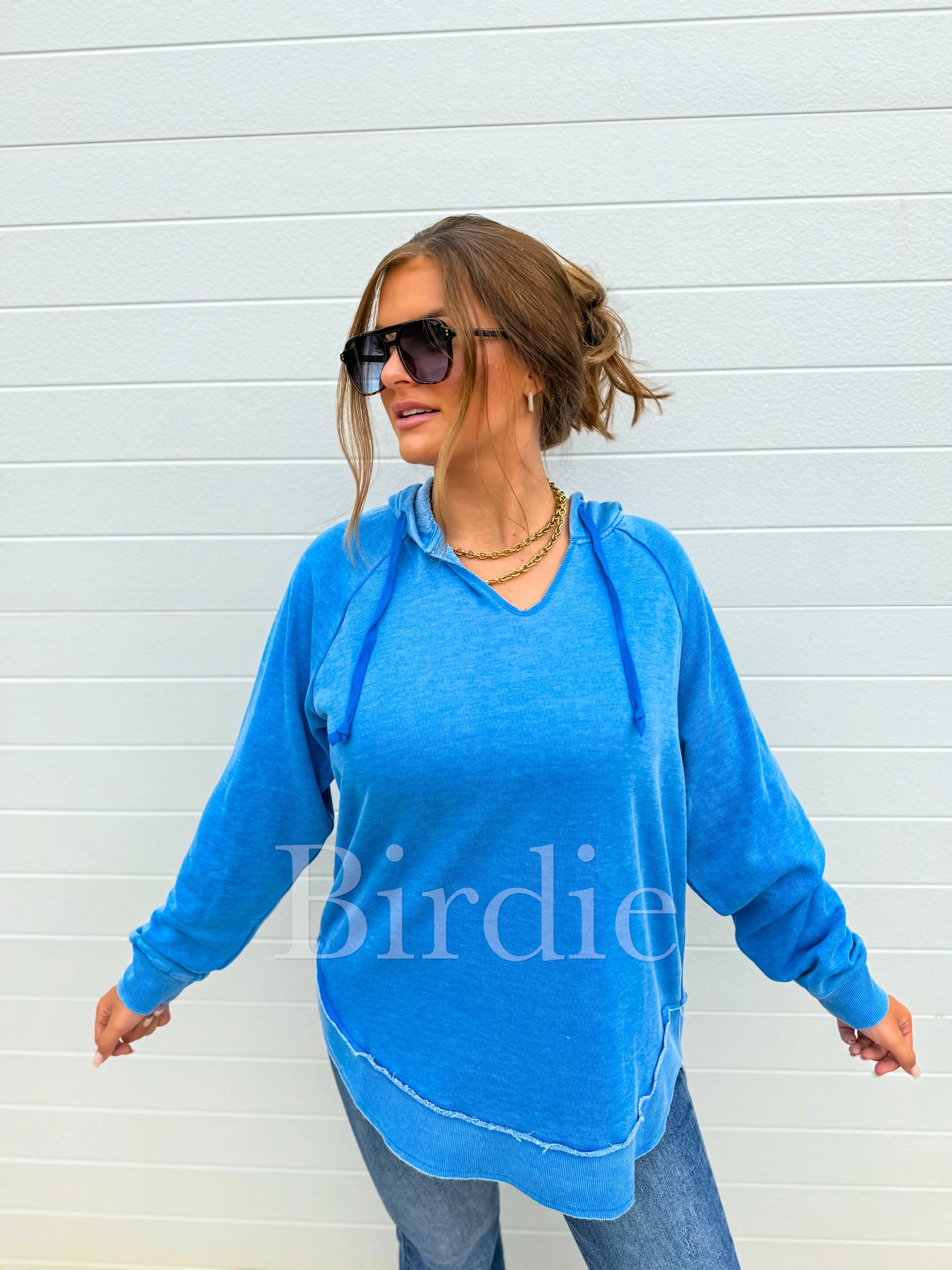 PRE-ORDER Birdie Split Neck Rounded Hem Ash Wash Pullovers