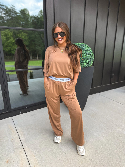 PREORDER Birdie Tee & Boxer Pant Set in Golden Oat (Sold as Set)