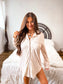 PREORDER Birdie Long Sleeve Sleep Dress in Vanilla Latte Dot