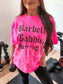 Barbell Baddie Graphic Tee on Neon Pink