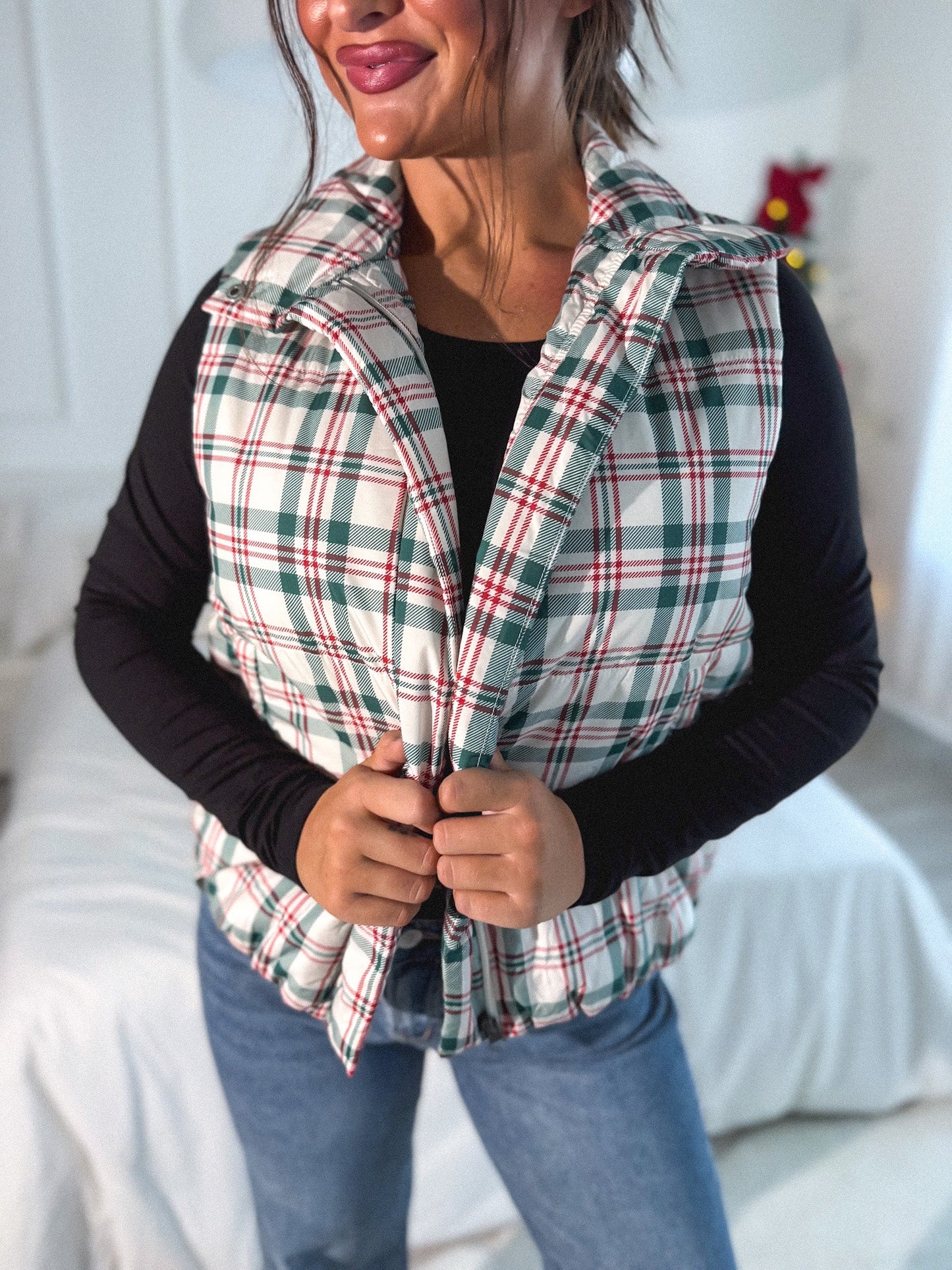 PREORDER Birdie Puffer Vest in Plaid Tidings