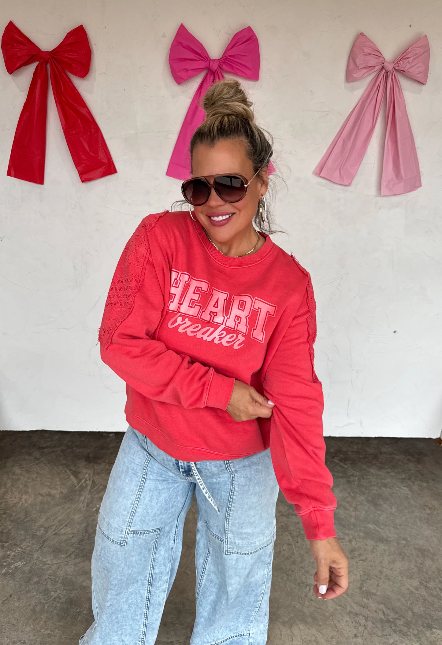 *LIMITED QUANTITIES* PREORDER Heart Breaker ‘Lace’ Stitched Shoulder Pullover