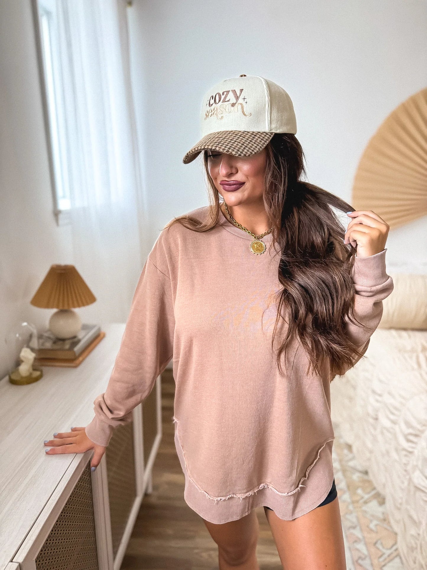 PREORDER Birdie Ash Wash Round Hem Pullover in Soft Clay