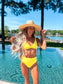 Birdie Two Piece Swimsuit in Neon Yellow (Sold as Set)