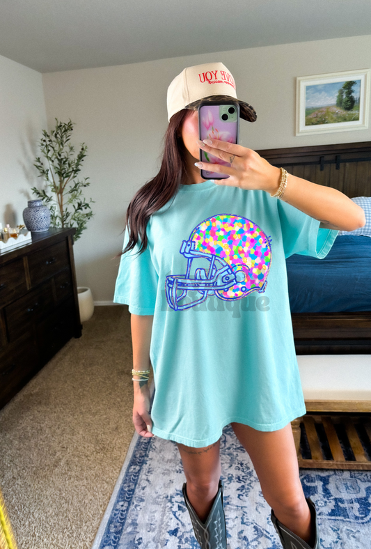 🏈💖 Confetti Helmet Tee/ Crew