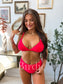 Birdie Sunset Pop Bikini in Neon Red (Sold as Set)