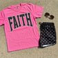 Faith Polka Dot Graphic Tee on Neon Pink