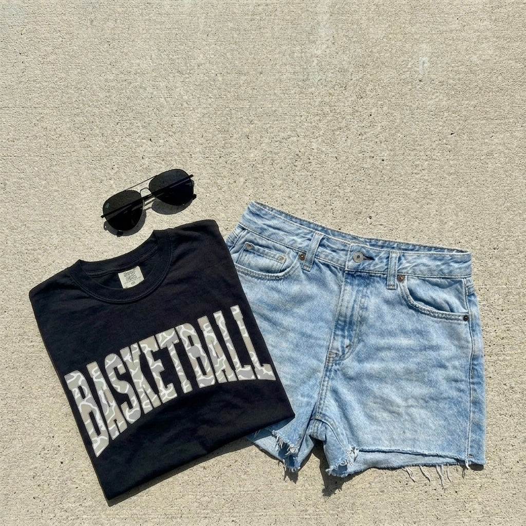 Duck Camo Basketball Graphic Tee on Black