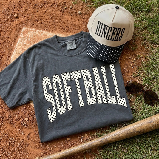 Softball Polka Dot Graphic Tee on Pepper