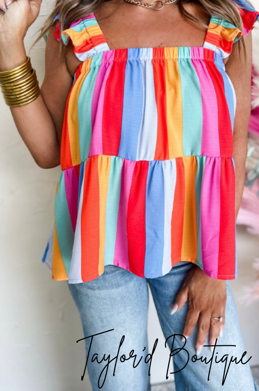 candy stripe peplum top🍭🌈