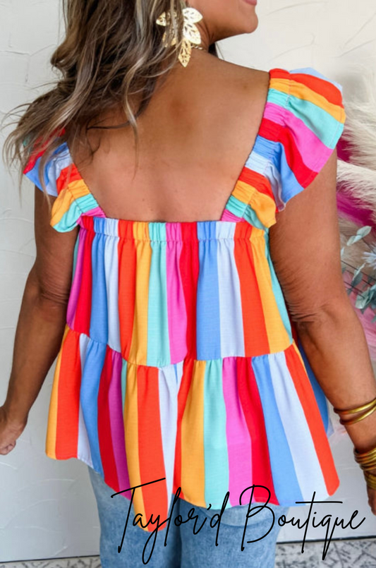 candy stripe peplum top🍭🌈