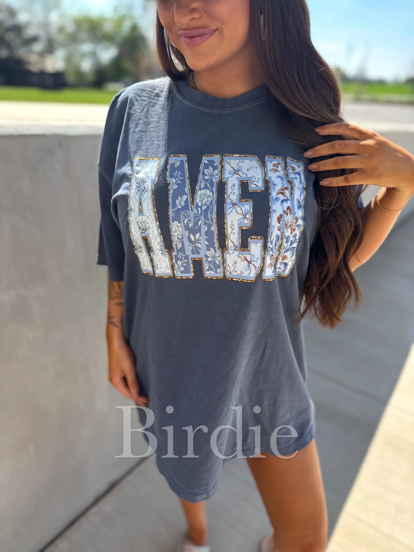 Amen Graphic Tee on Denim