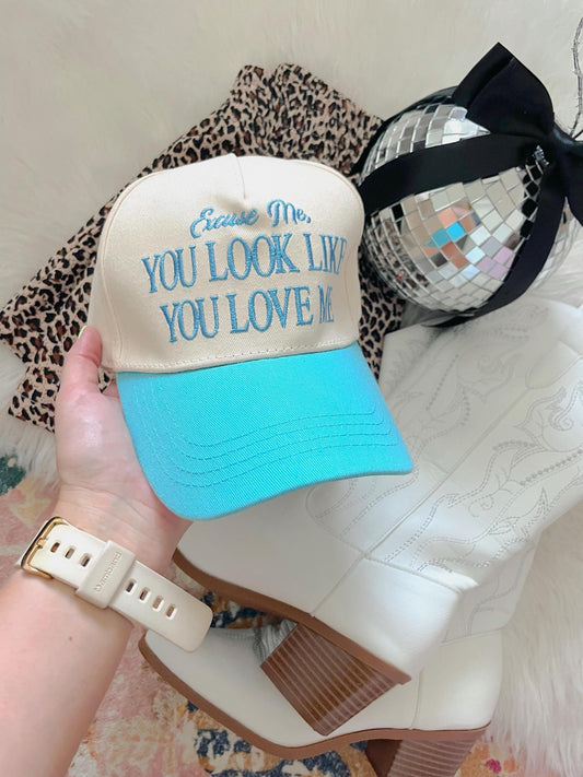 “you look like you love me” tiffany blue trucker hat 💘