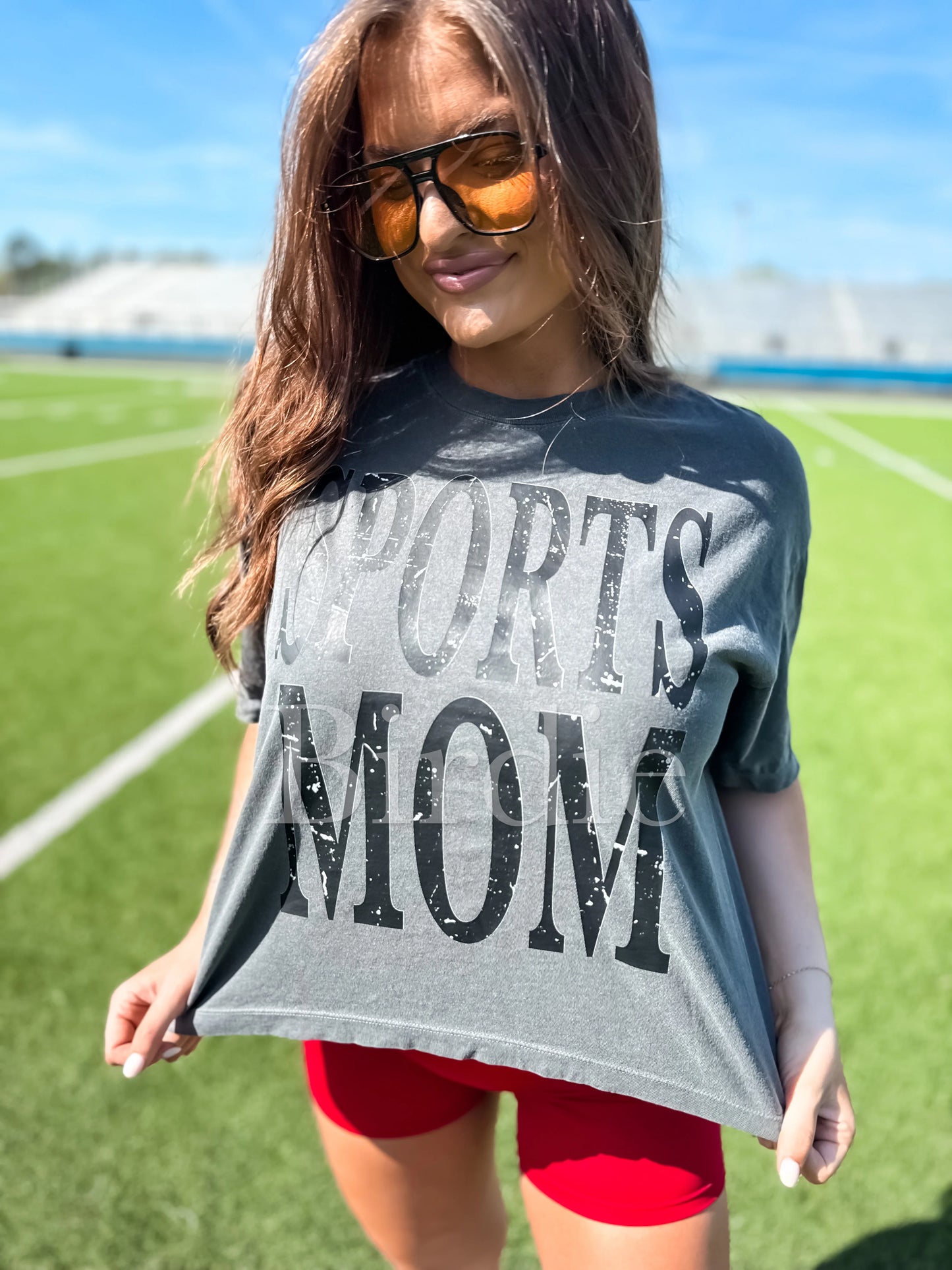 Sports Mom Graphic Boxy Tee on Pepper