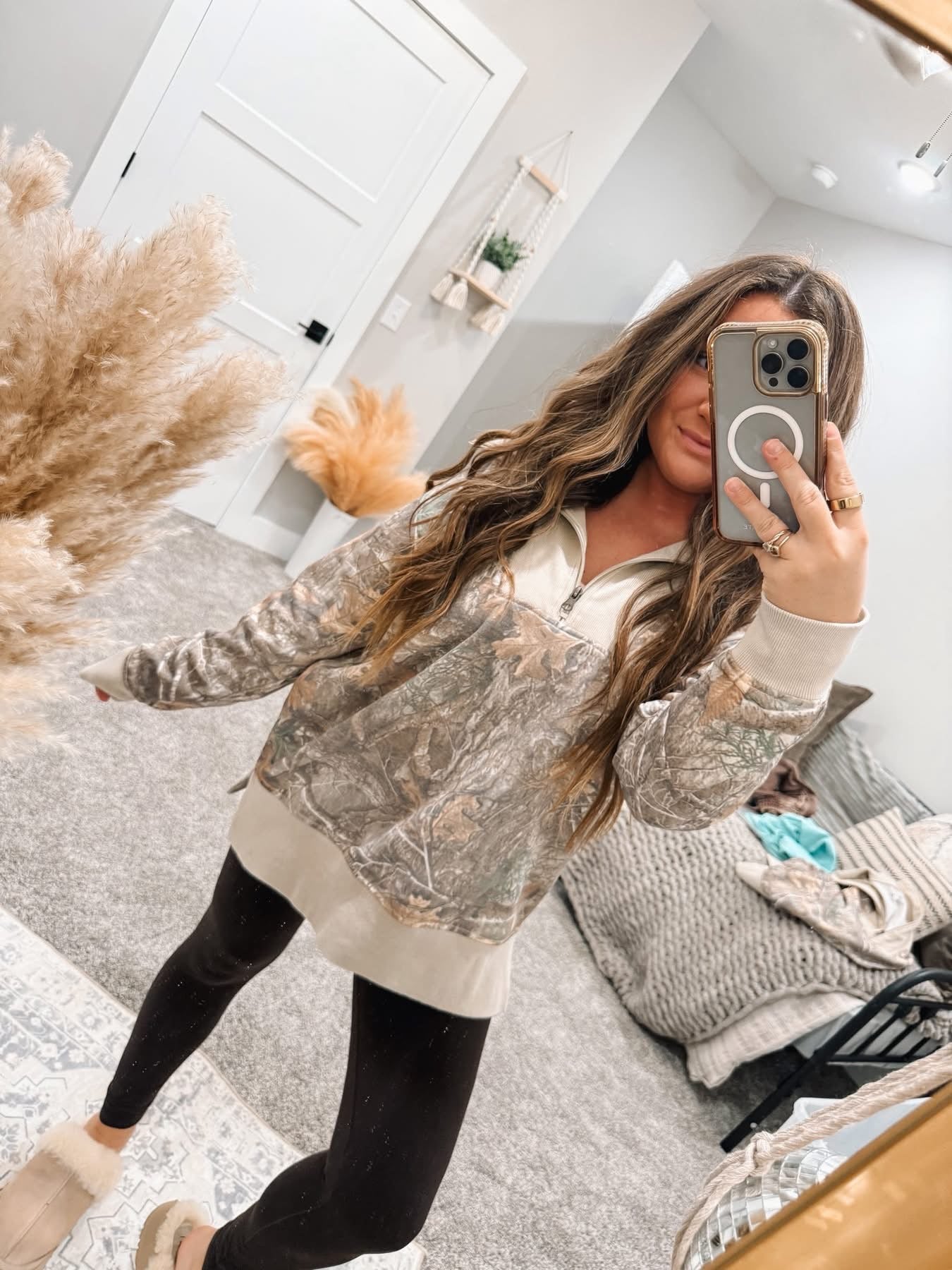 Camo Crush 1/4 Zip Exclusive Top by Top Notch in Dark Camo