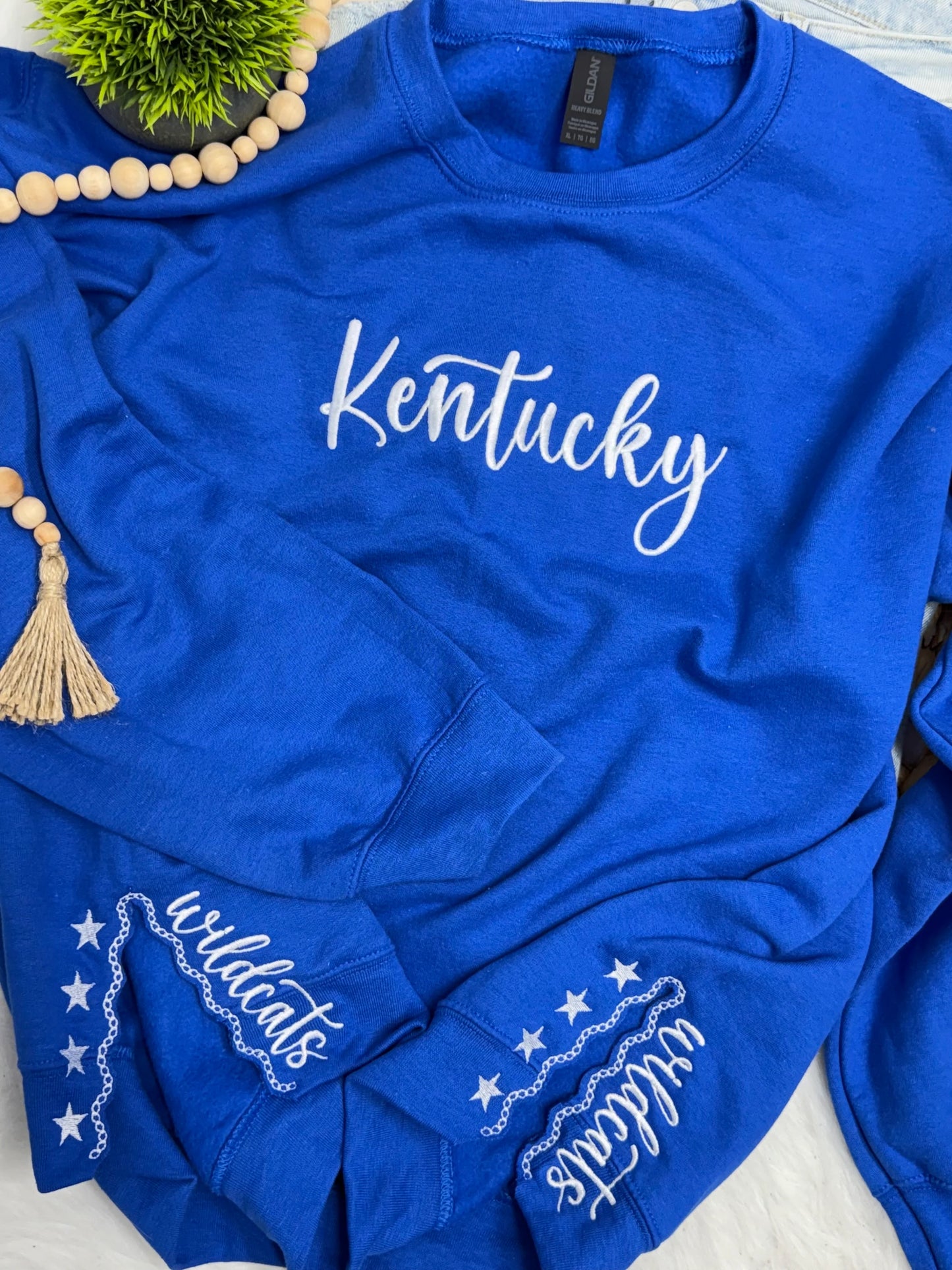 Team Embroidered Side Slit with Stars Custom Pullover