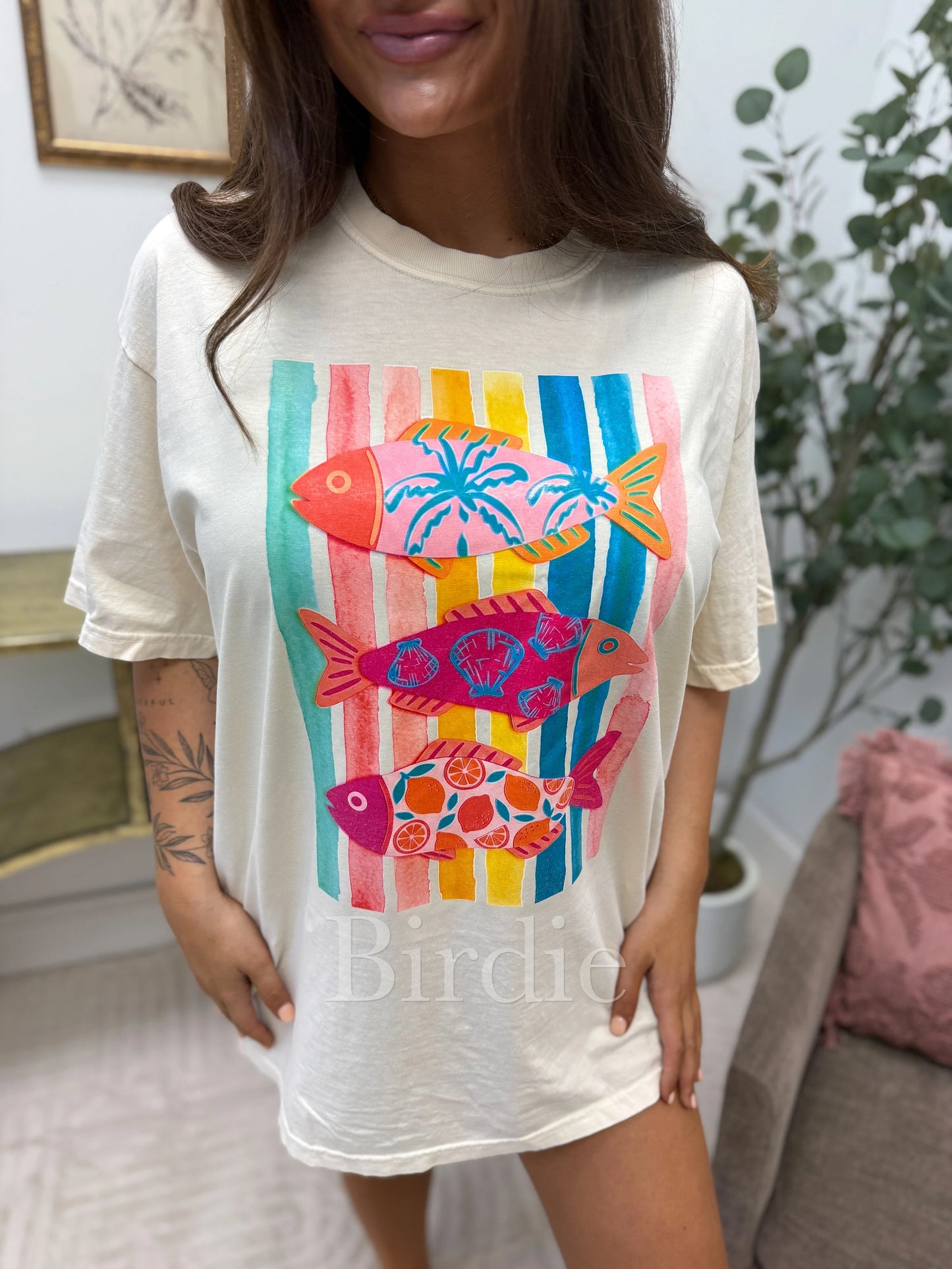 Beachy Fish Graphic Tee on Ivory