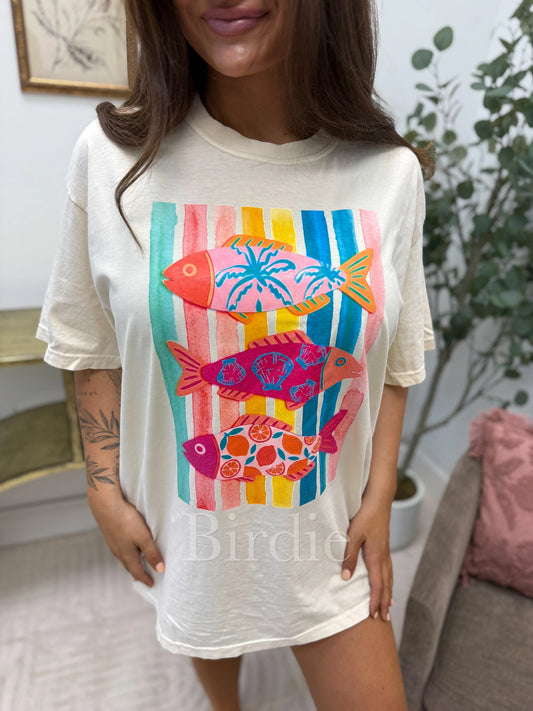 Beachy Fish Graphic Tee on Ivory