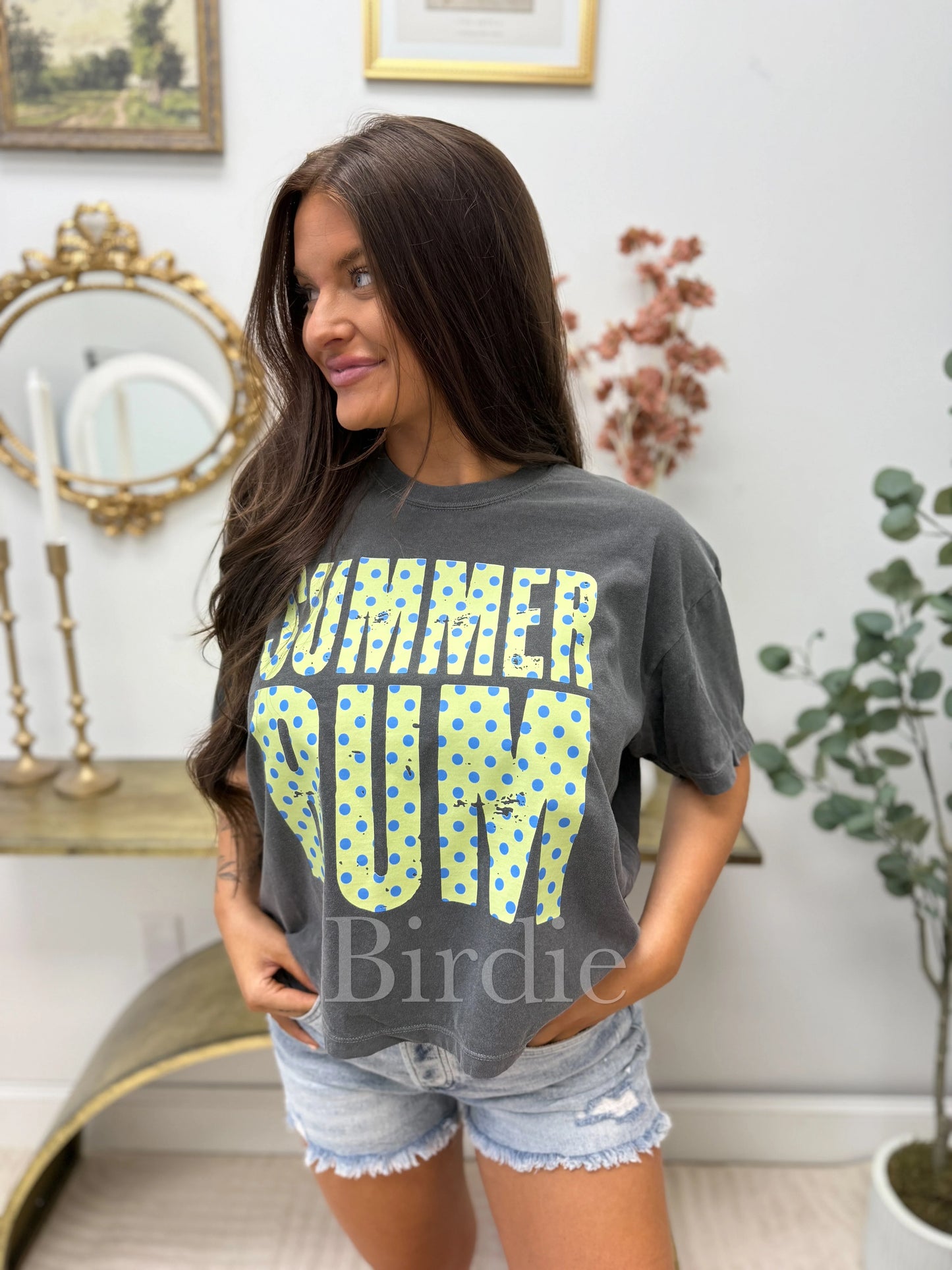 Polka Dot Summer Bum Boxy Graphic Tee on Pepper