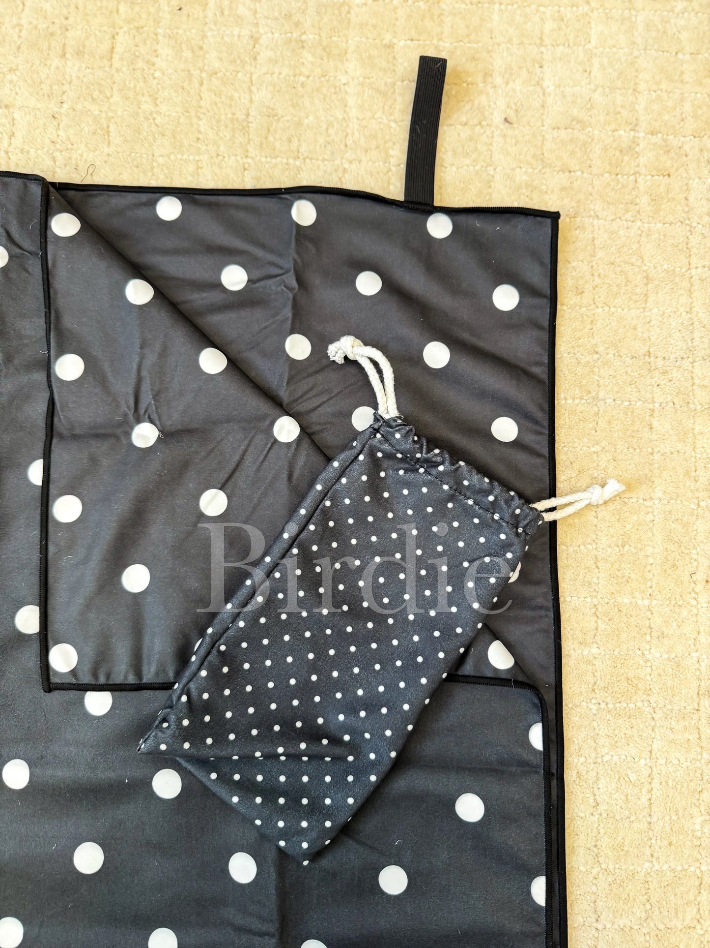 PREORDER Birdie Quick Dry Towel in Black & White Polka Dot