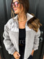 PRE-ORDER Birdie Wilderness Sherpa Jacket In Gray & Brown