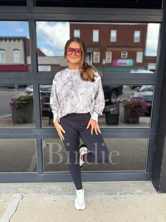 PRE-ORDER Birdie Double Front Slit Oversized Pullover In Light Camo
