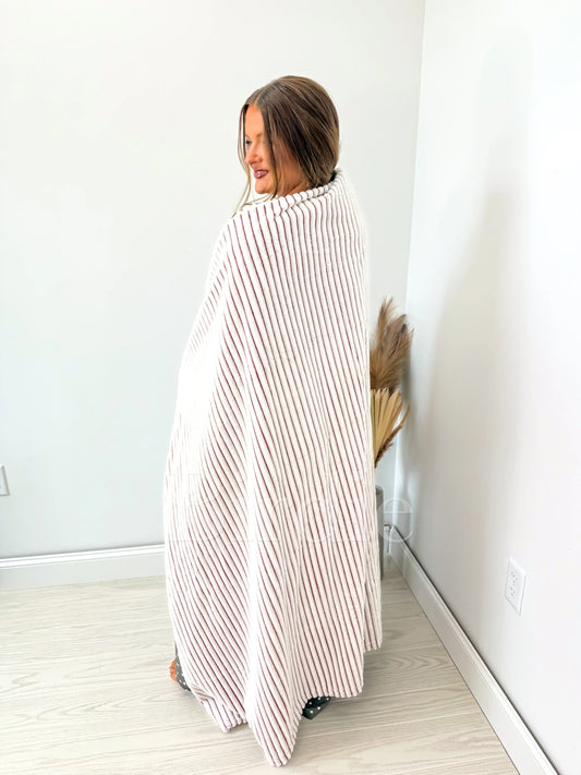 PRE-ORDER Birdie Red Striped Cozy Blanket