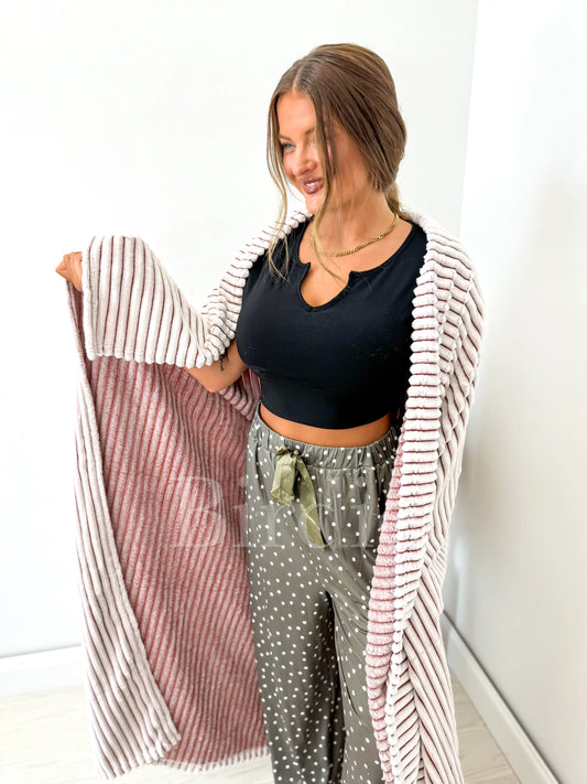 PRE-ORDER Birdie Red Striped Cozy Blanket