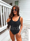 Birdie Black Tide Ribbed Lace-Up One Piece Swimsuit