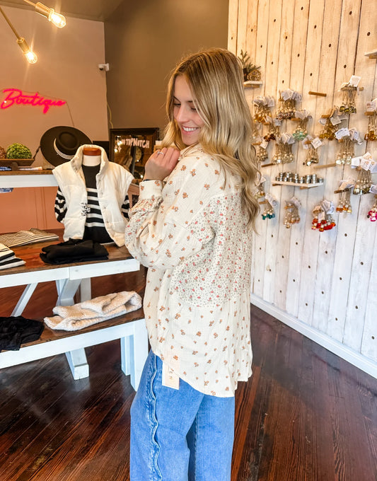 Oversized Wildflower Linen Top by Top Notch