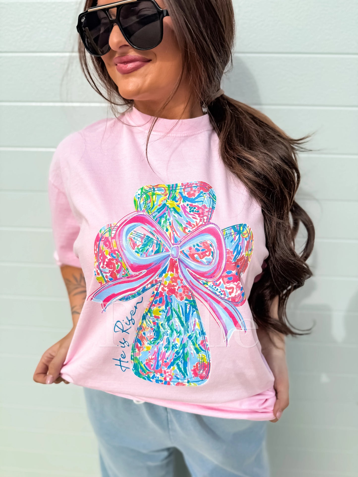 Floral Cross Graphic Tee on Blossom