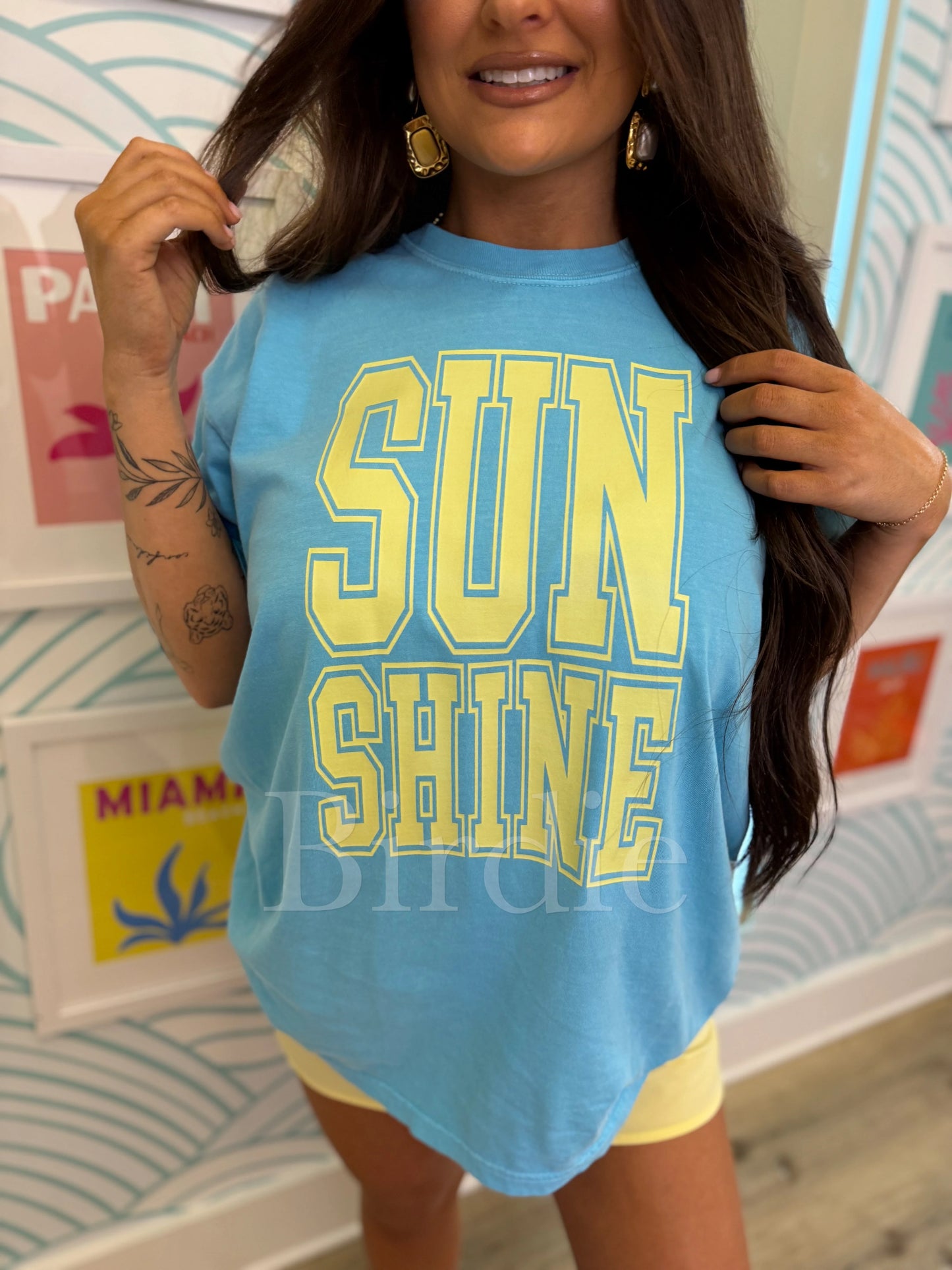 Sunshine Graphic Tee on Lagoon Blue