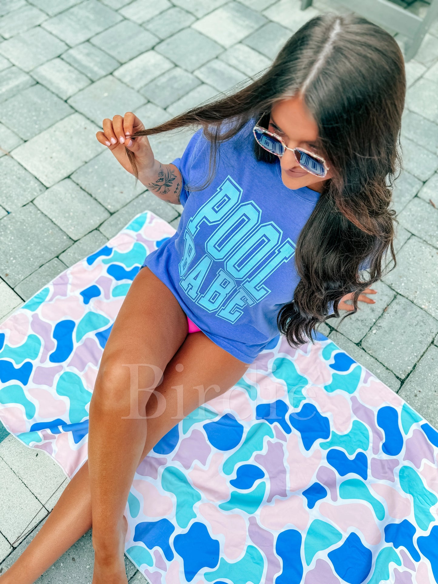 Pool Babe Graphic Tee on Flo Blue