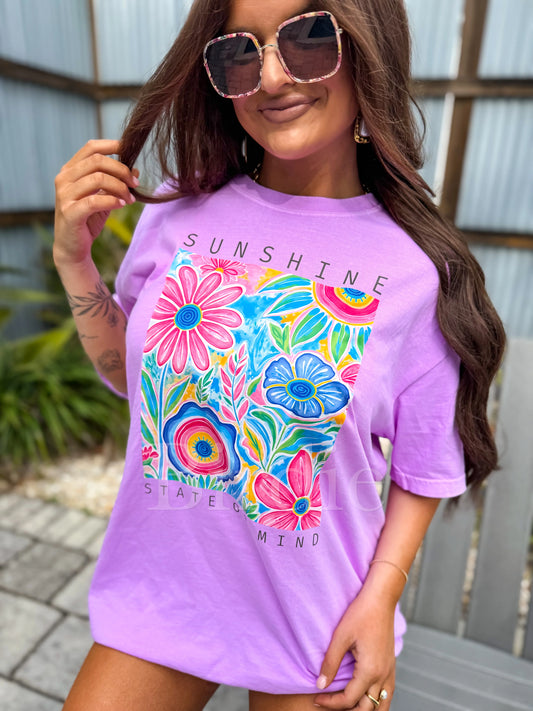 Sunshine State of Mind Graphic Tee on Neon Violet