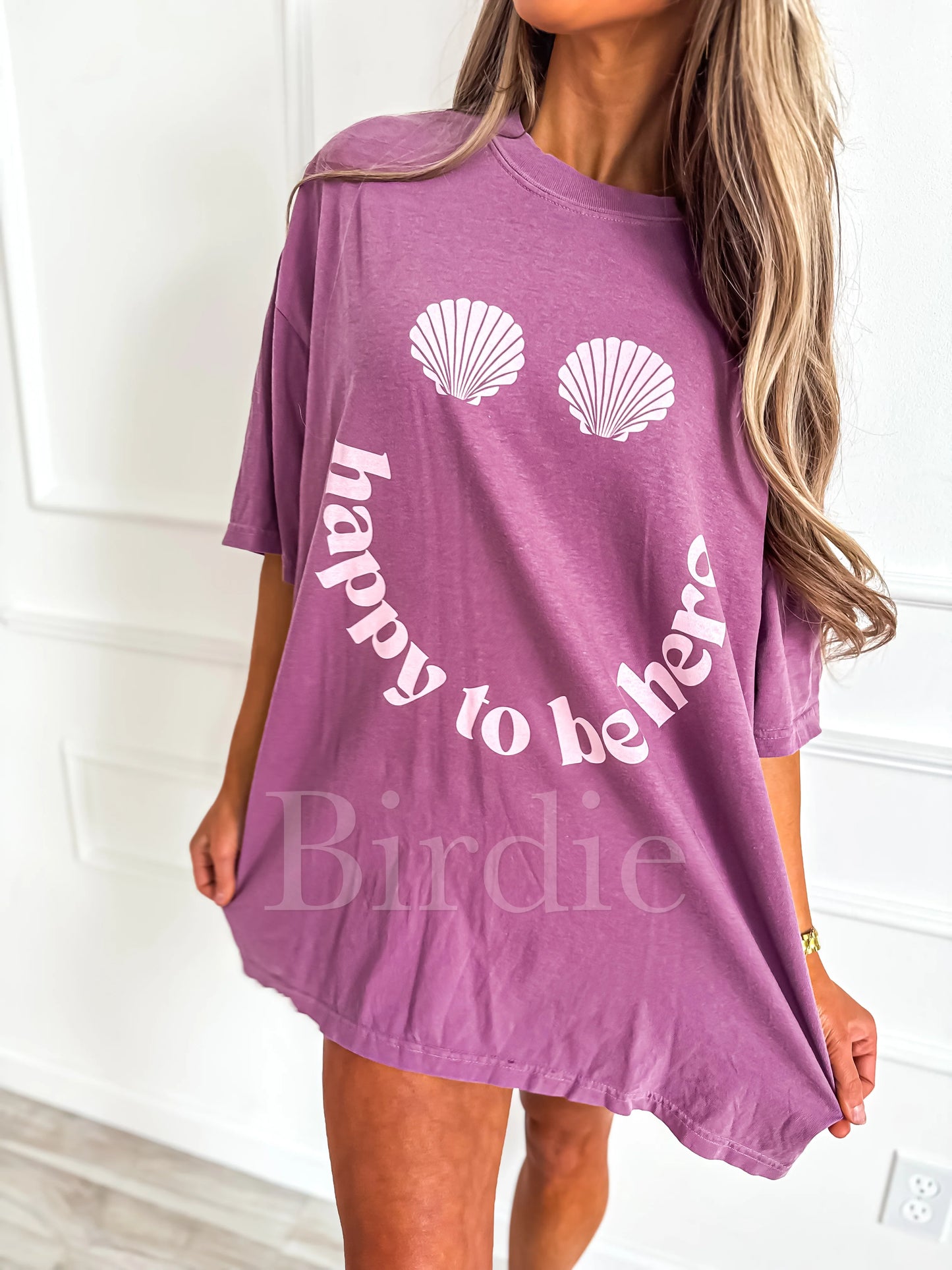 Happy To Be Here Graphic Tee on Berry