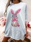 Faux Rhinestone Bunny Graphic Tee on Chambray
