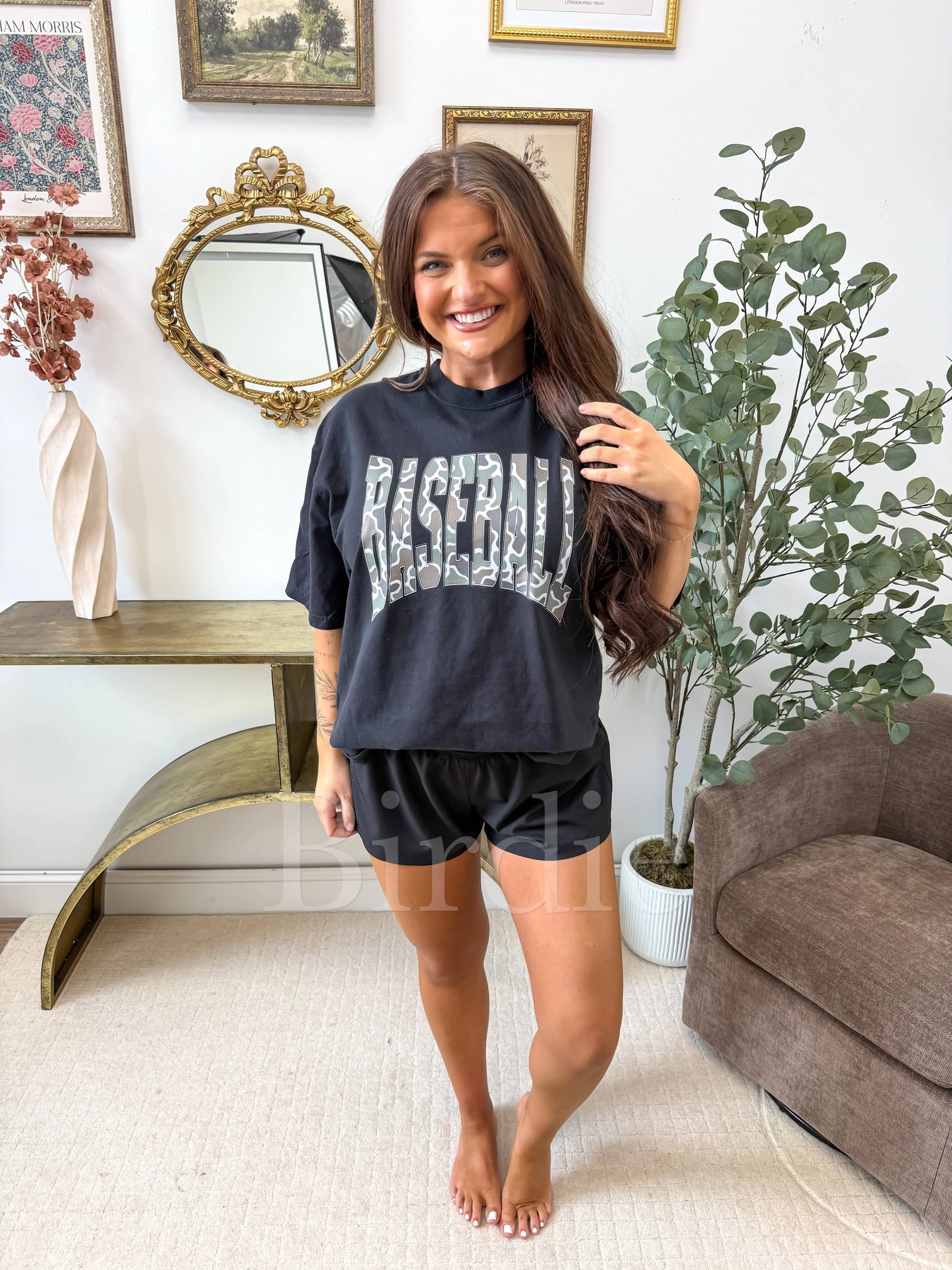 Duck Camo Baseball Graphic Tee on Black