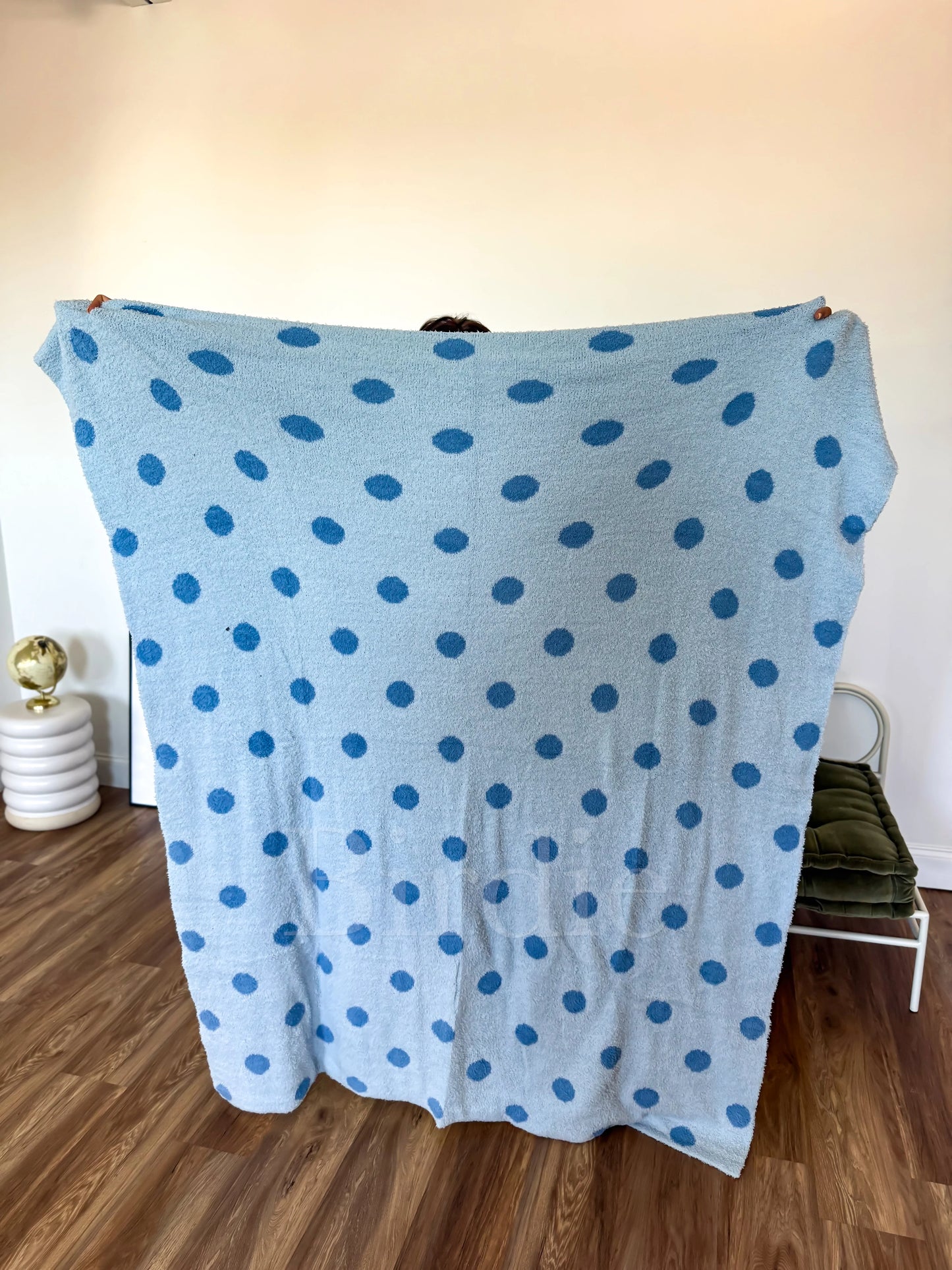 PREORDER Birdie Reversible Blanket in Powder Blue Dot