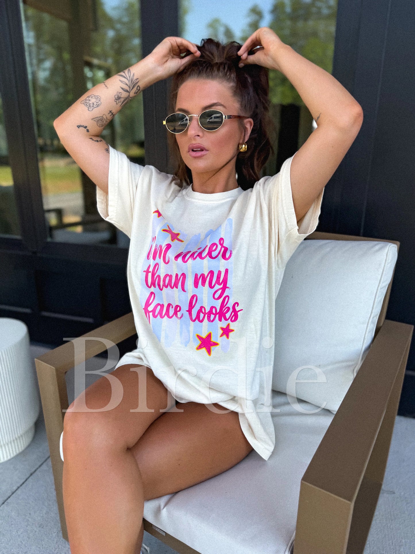 Nicer Than My Face Graphic Tee on Ivory