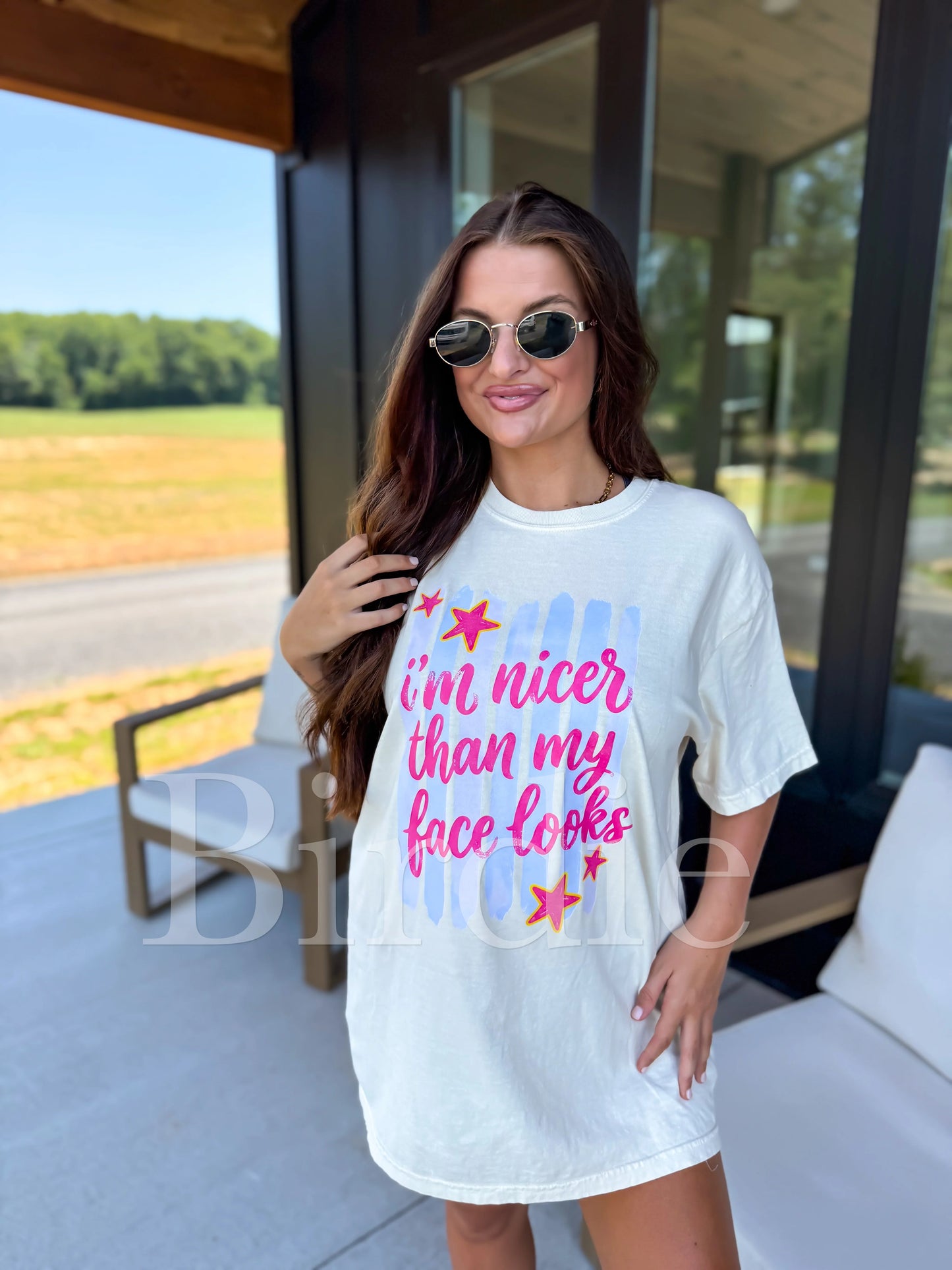 Nicer Than My Face Graphic Tee on Ivory