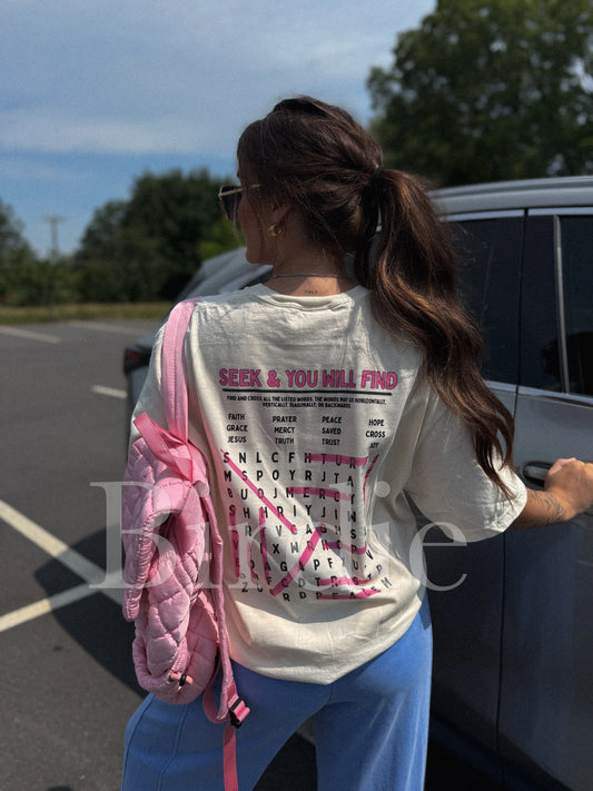 Matthew 7:7 Front & Back Graphic Tee on Ivory