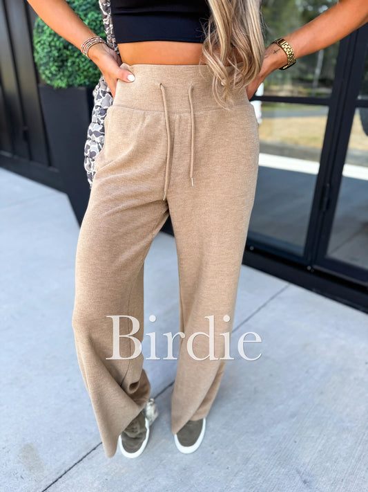 PRE-ORDER Birdie Ribbed Wide Leg Pants With Tummy Control