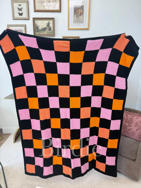 Birdie Candy Corn Checkered Blanket *final sale*