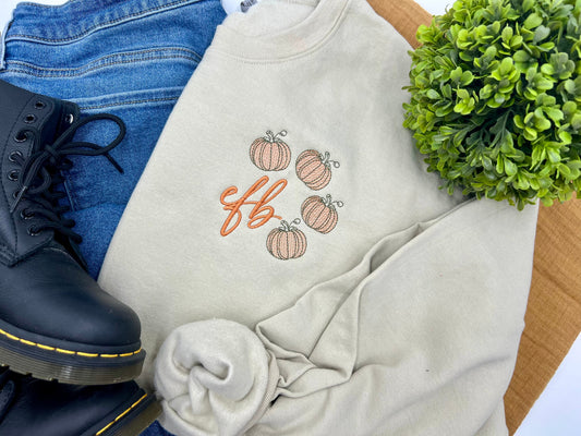 PREORDER Dainty Pumpkins Monogram Crew