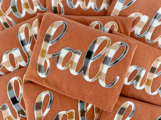PREORDER Fall Cursive Embroidered Appliqué Crew/ Tee