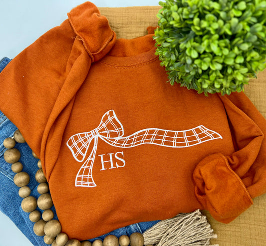 PREORDER Whimsical Bow Monogram Embroidered Crew