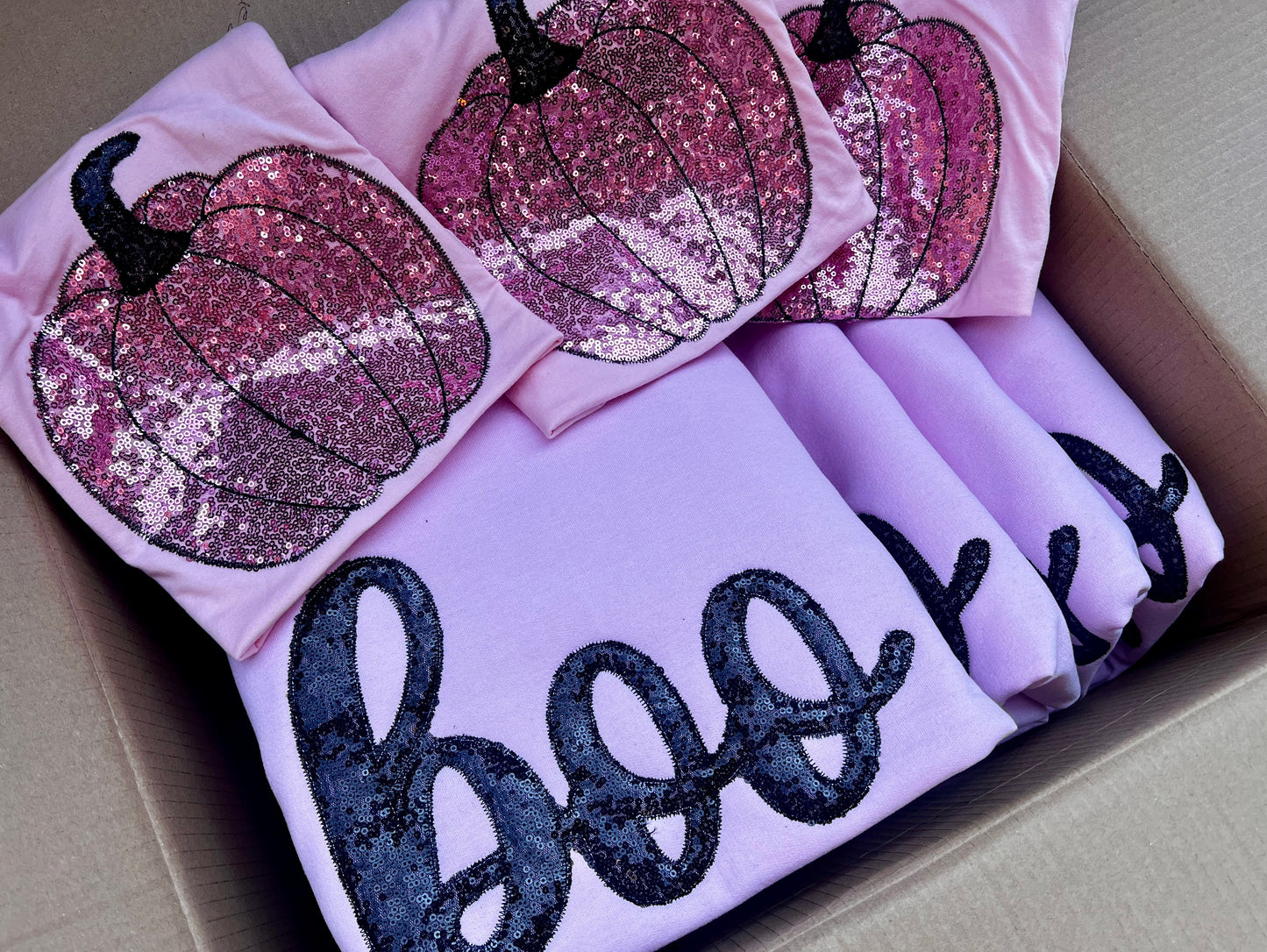 PREORDER Pink Sequin Embroidered Appliqué Crew/ Tee